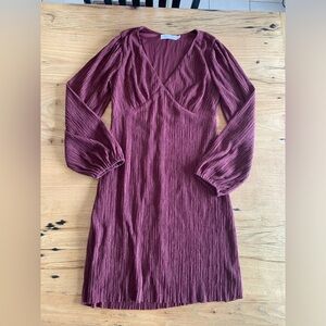 All in Favor V Neck Long‎ Sleeve Burgundy Dress Knee Length Women’s M Preloved